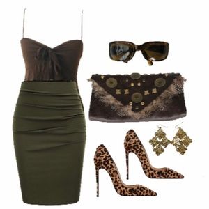 J.J. Winters Clutch Brown Studded w Feathers RARE!